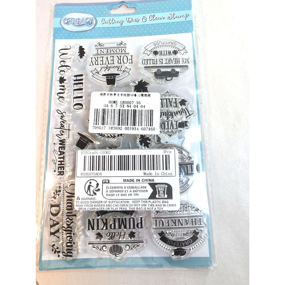 New Origach Cutting Dies And Clear Thanksgiving Fall Stamps